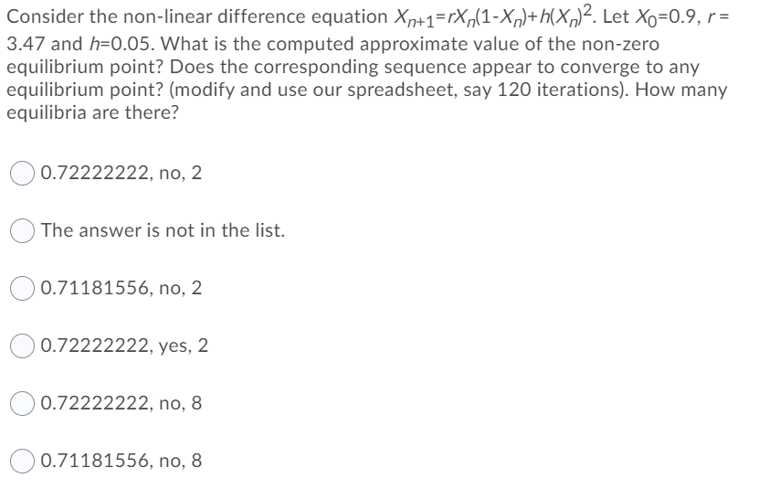 Solved Consider The Non-linear Difference Equation | Chegg.com