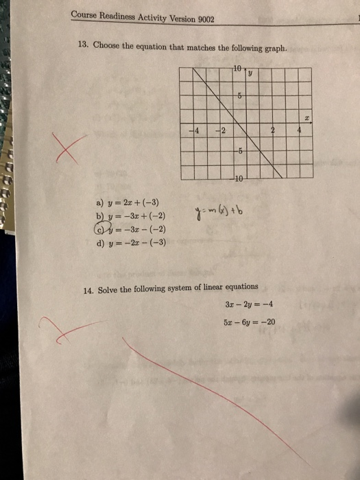 Solved Course Readiness Activity Version 9002 13. Choose the | Chegg.com