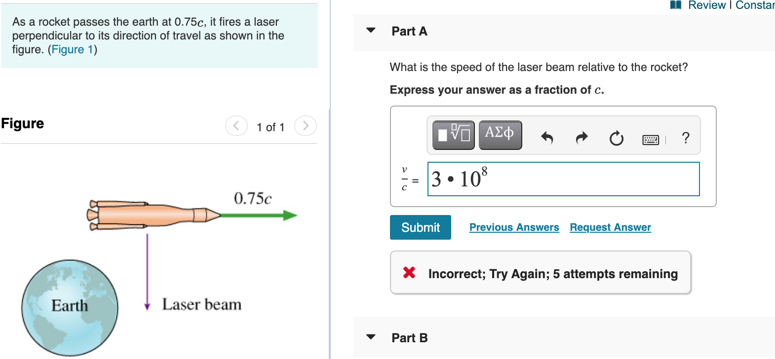 Solved II Review | Constar Part A As A Rocket Passes The | Chegg.com