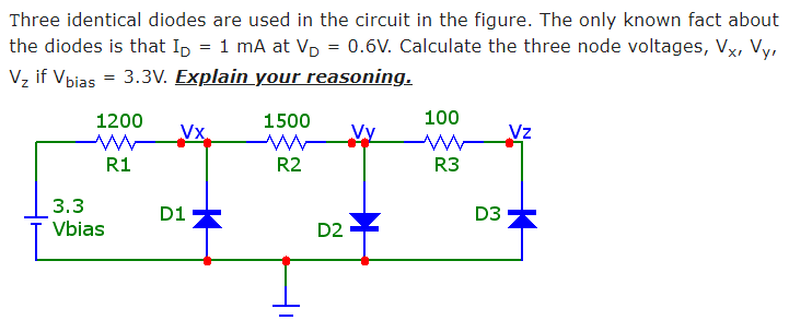 Solved Three identical diodes are used in the circuit in the | Chegg.com