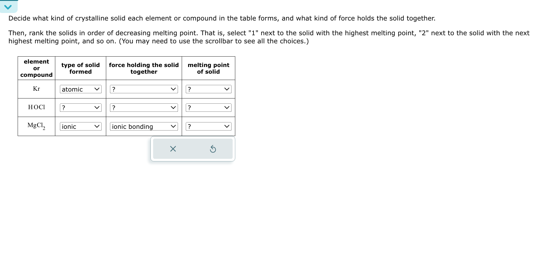 Solved Decide what kind of crystalline solid each element or | Chegg.com