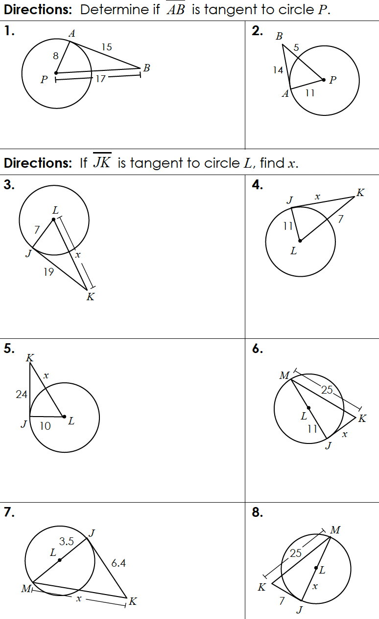 Solved Directions: Determine if AB is tangent to circle P. | Chegg.com