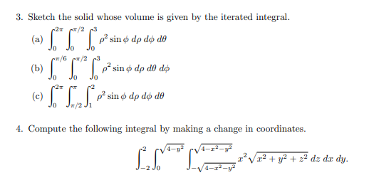 Solved 3 Sketch The Solid Whose Volume Is Given By The I Chegg Com