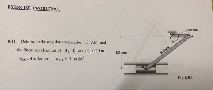 Solved 60 mm 8.1) Determine the angular acceleration of AB | Chegg.com