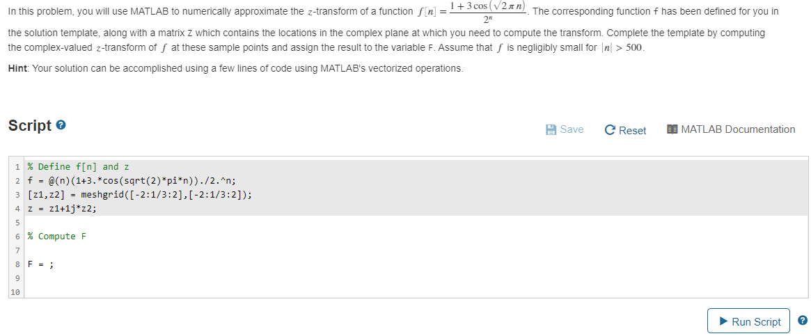 Solved In this problem, you will use MATLAB to numerically | Chegg.com