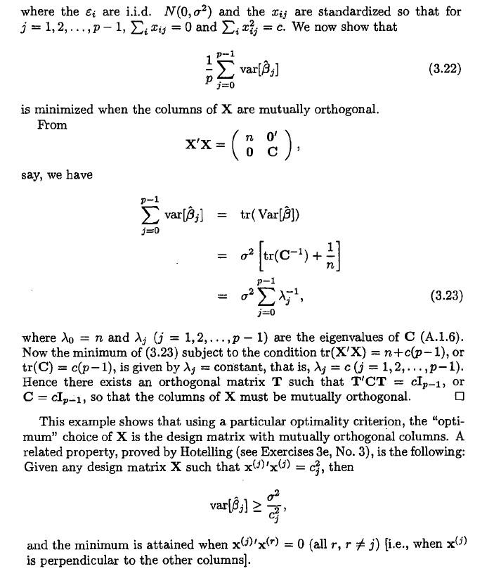 Linear regression models, orthogonal columns in | Chegg.com