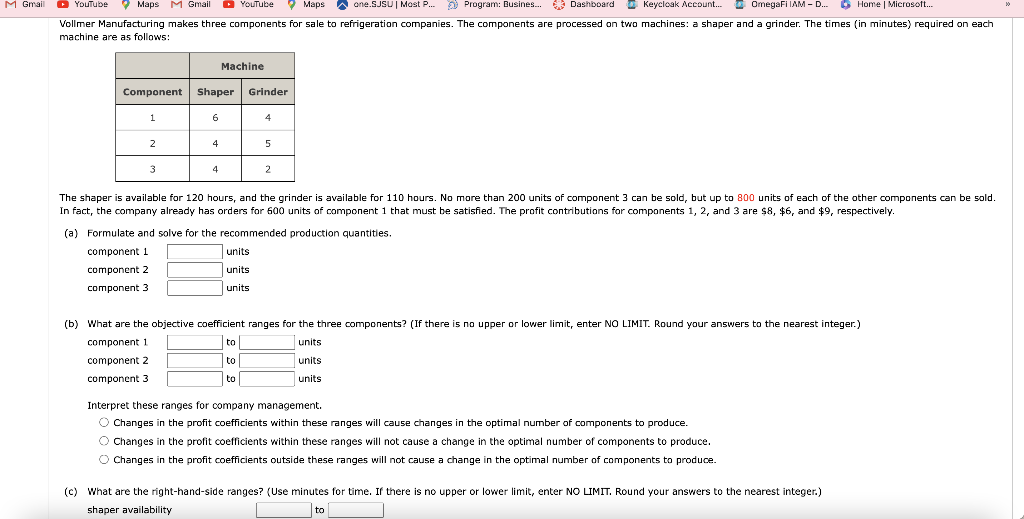 Solved machine are as follows: (a) Formulate and solve for | Chegg.com