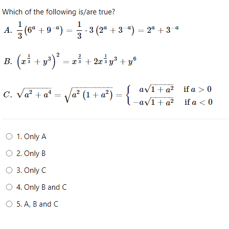 Solved Which Of The Following Is/are True? A. | Chegg.com