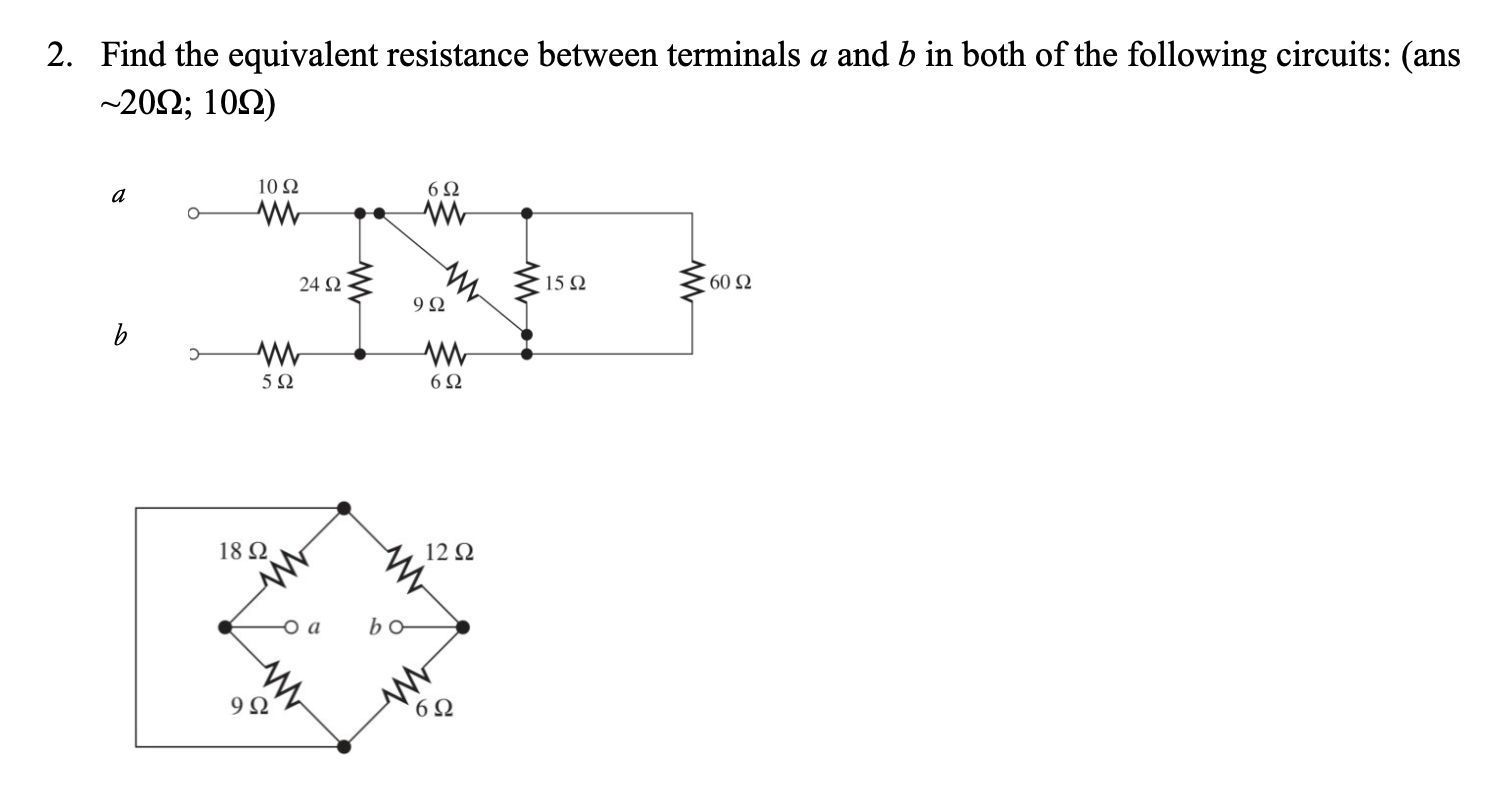 Solved 2. Find The Equivalent Resistance Between Terminals A | Chegg.com