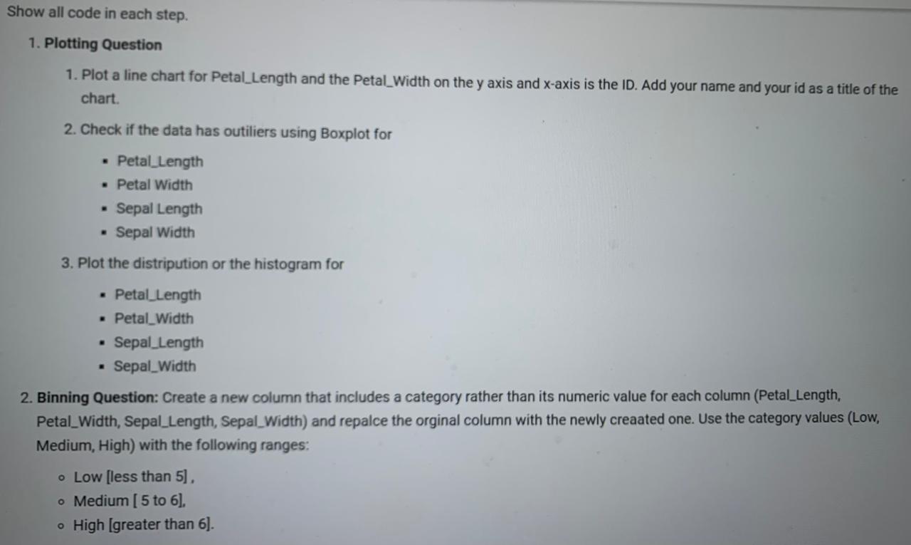 Solved Show all code in each step. 1. Plotting Question 1. | Chegg.com