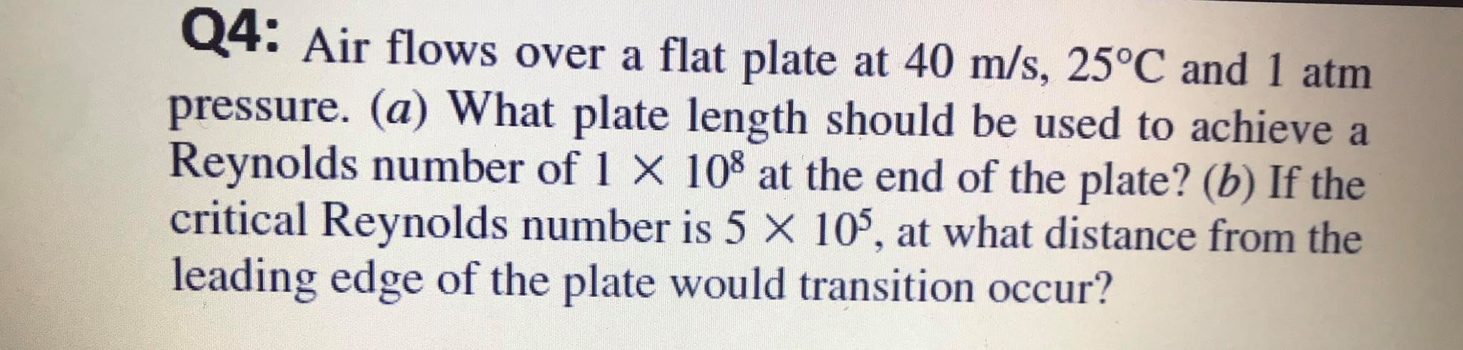 Solved Q4: Air flows over a flat plate at 40 m/s, 25°C and 1 | Chegg.com