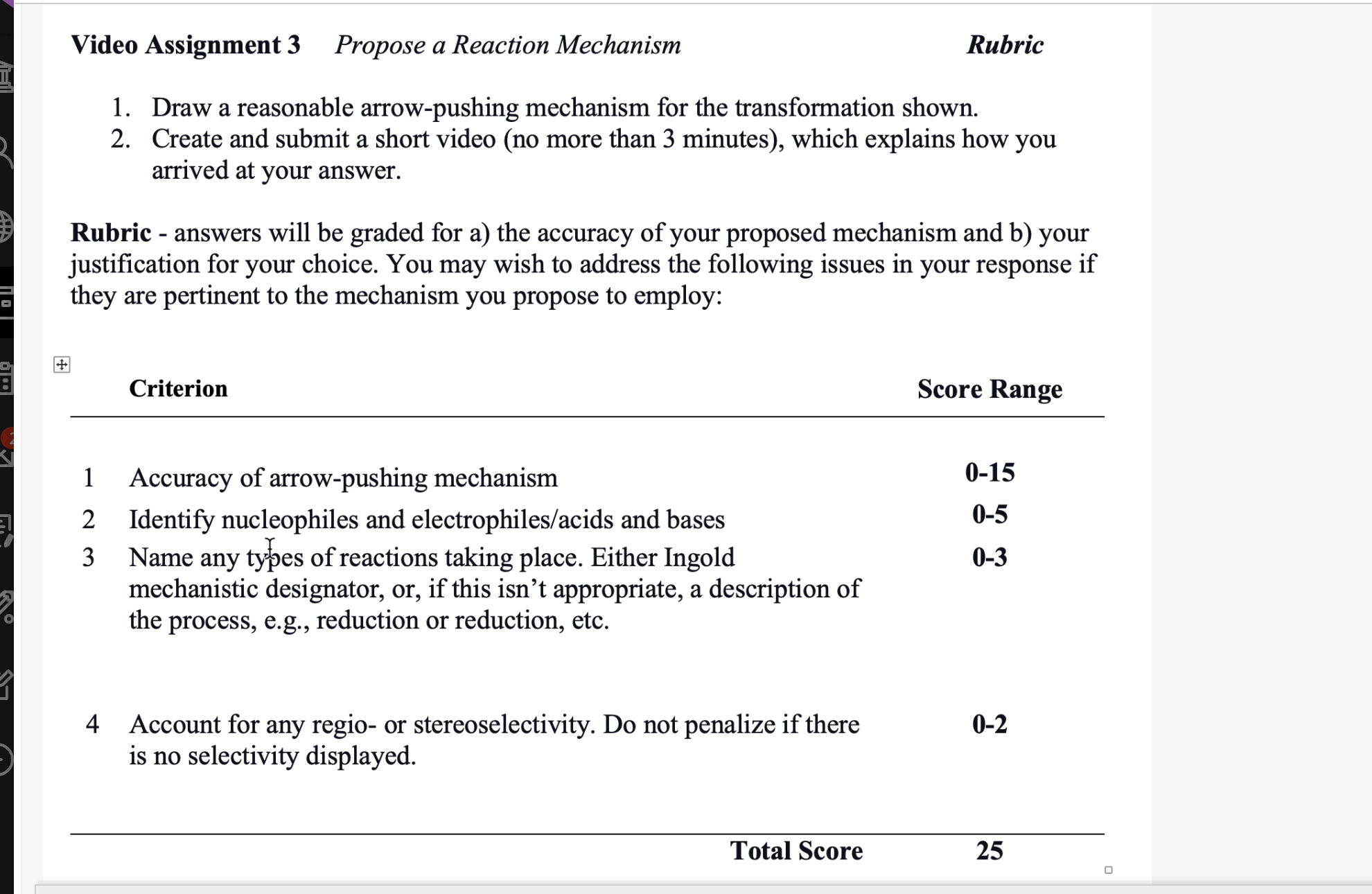Solved Video Assignment 3 Propose a Reaction Mechanism | Chegg.com