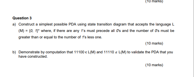 Solved (10 marks) Question 3 a) Construct a simplest | Chegg.com