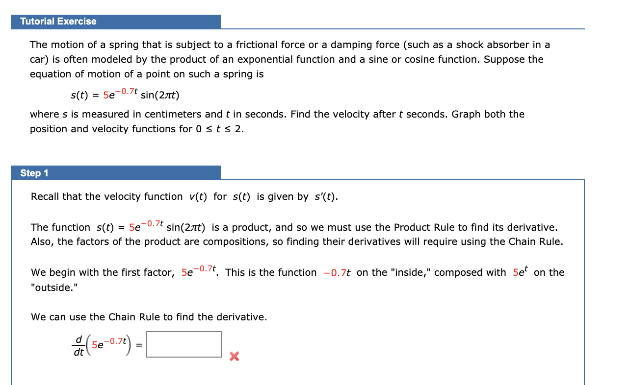 Solved Tutorial Exercise The motion of a spring that is