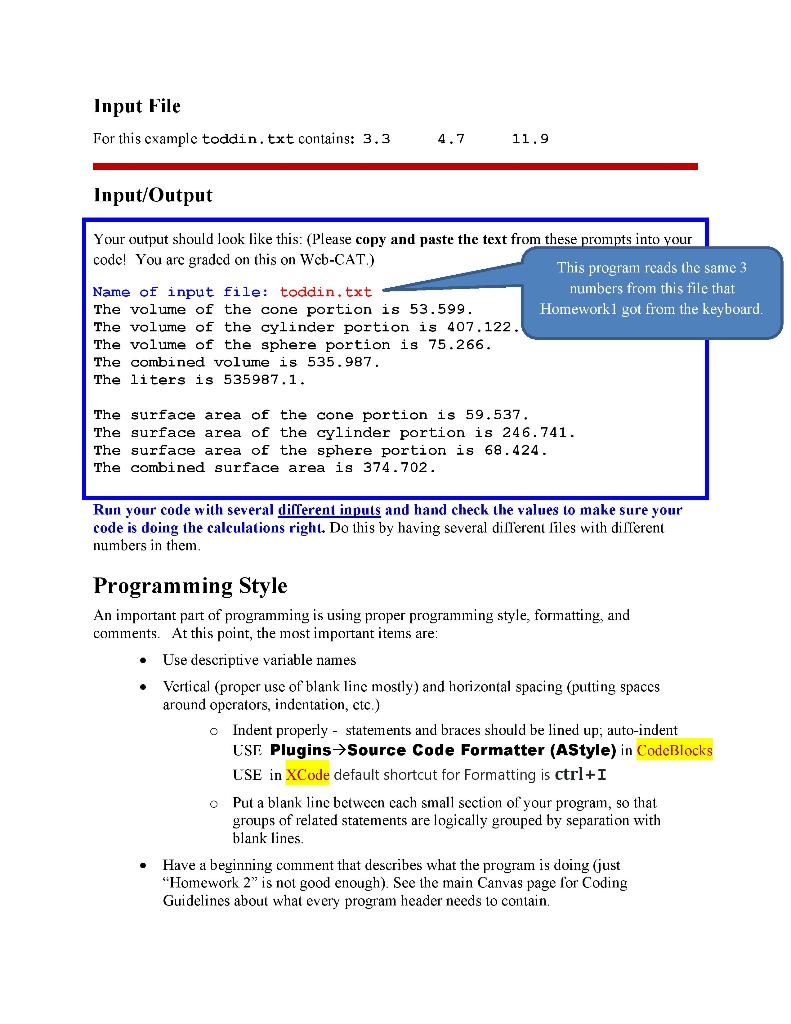 Solved Homework 2 - Read from a File and Add Surface Area . | Chegg.com