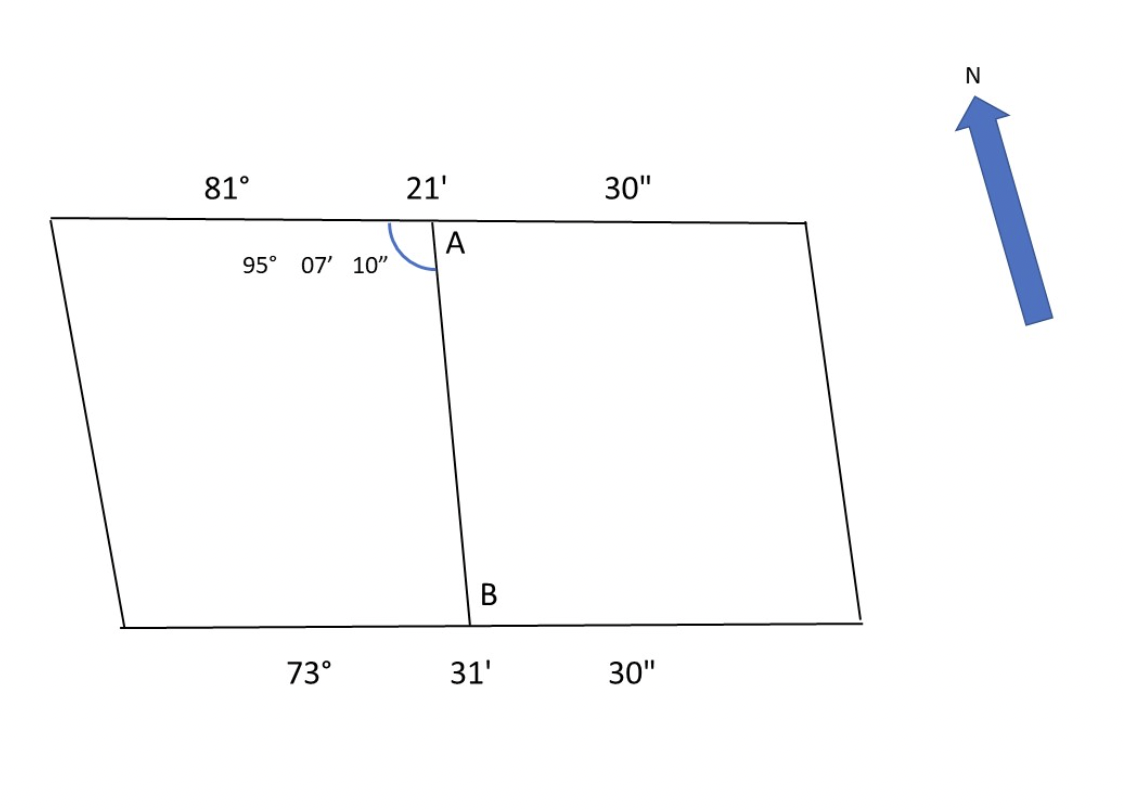 Solved Calculate the bearing of the line AB in the attached