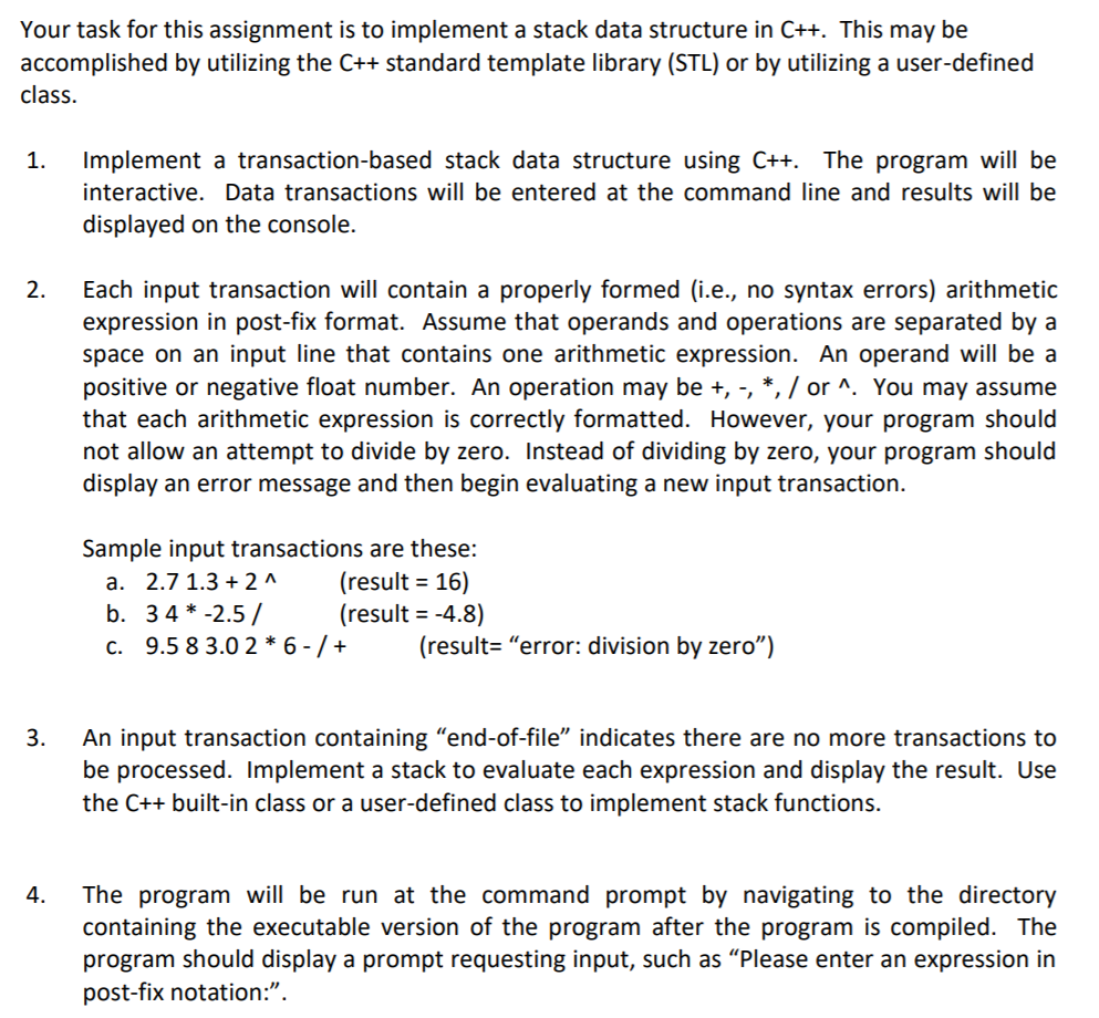 Solved Your task for this assignment is to implement a stack | Chegg.com