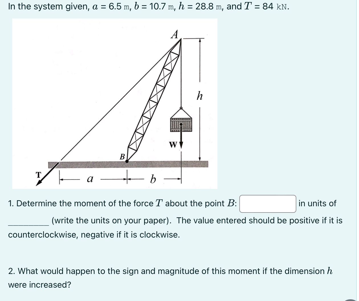 Solved Find Distance between point B and the line of action | Chegg.com