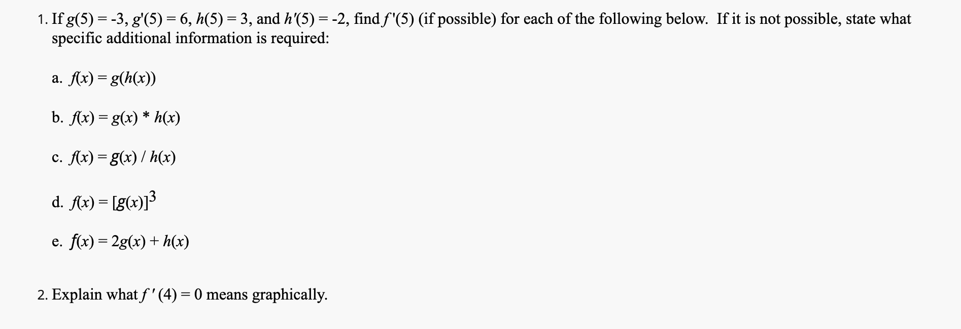 Solved 1 If G 5 3 G 5 6 H 5 3 And H 5 Chegg Com