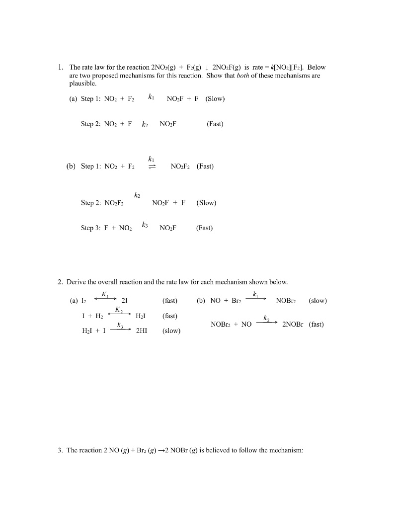 Solved 1. The rate law for the reaction 2NO2(g) F2(g) | Chegg.com