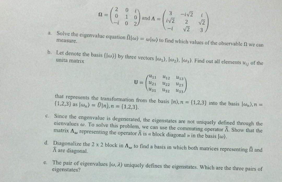 Solved Question 3. (7 pts) Three-dimensional vector space In | Chegg.com
