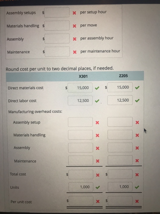 Solved Please answer only the values next to the red X’s | Chegg.com