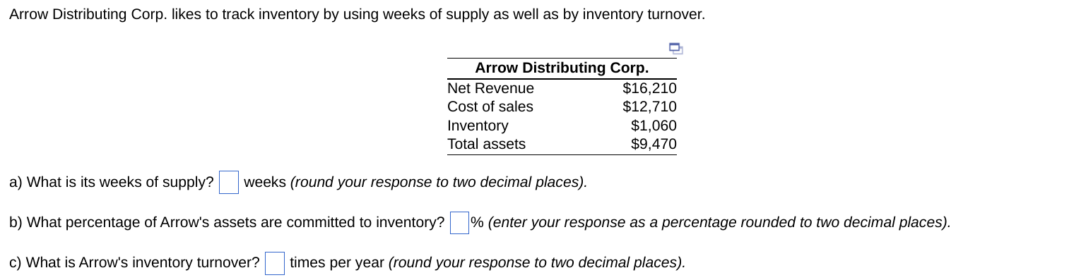 Solved Arrow Distributing Corp. likes to track inventory by | Chegg.com