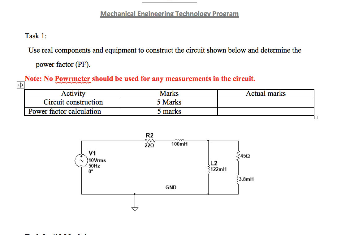 Solved mechanical engineering technology program task 1 use chegg