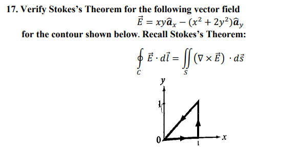 Solved 17. Verify Stokes's Theorem For The Following Vector | Chegg.com