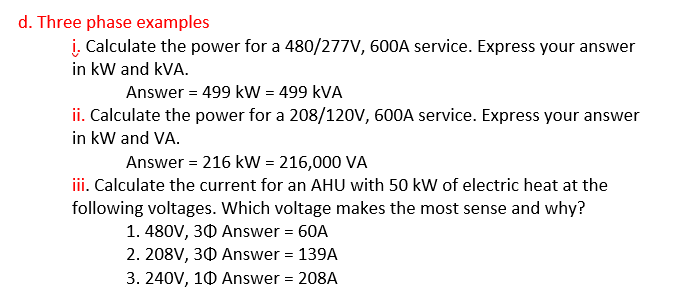 Solved d. Three phase examples i. Calculate the power for a | Chegg.com