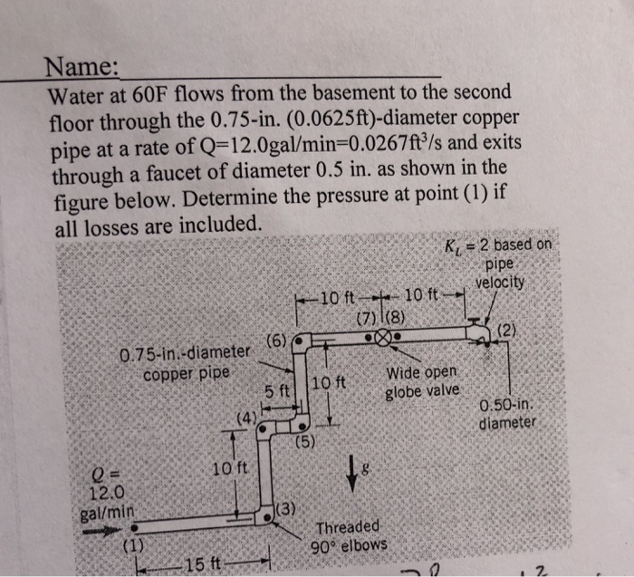 Solved Name: Water at 60F flows from the basement to the | Chegg.com