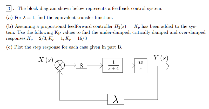 Solved 3 : The block diagram shown below represents a | Chegg.com