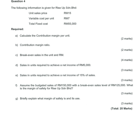 Solved Question 4 The following information is given for | Chegg.com
