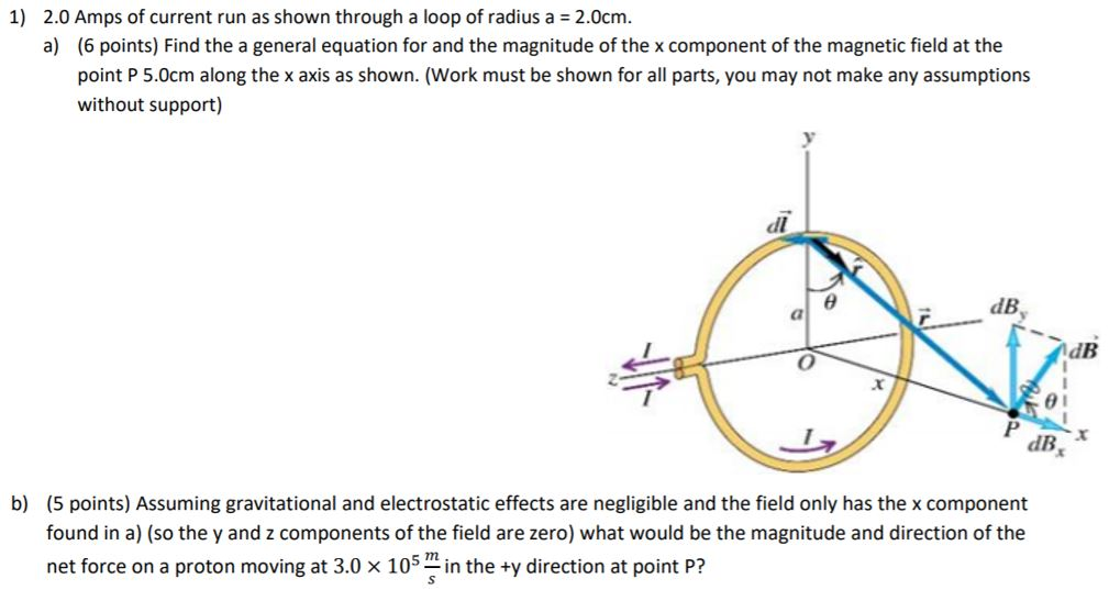 Solved 1) 2.0 Amps of current run as shown through a loop of | Chegg.com