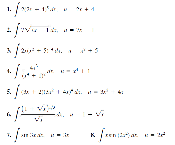 Solved In each, make the given substitutions to evaluate | Chegg.com