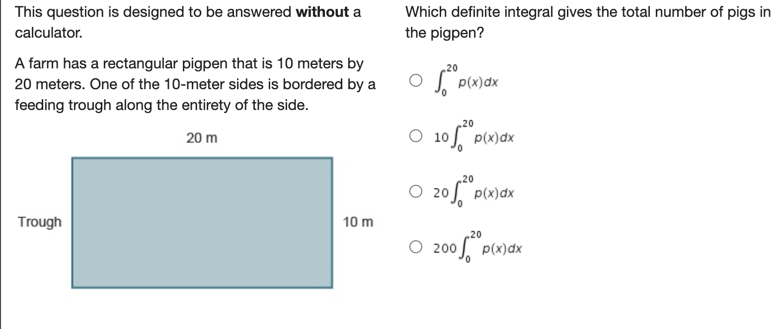 Solved Inside the pigpen, the number of pigs per square | Chegg.com
