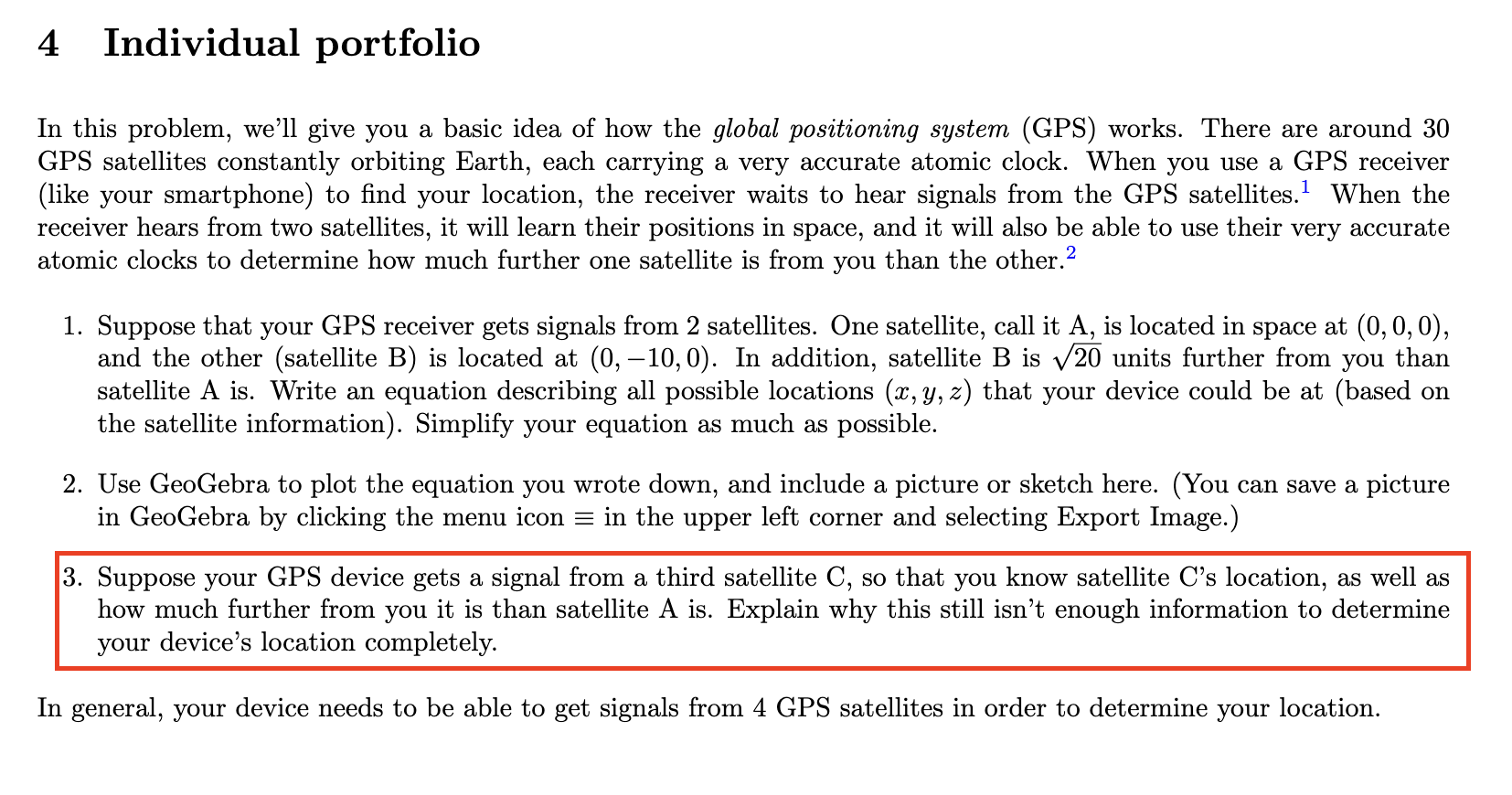 Solved 4 individual porttollo In this problem, we'll give