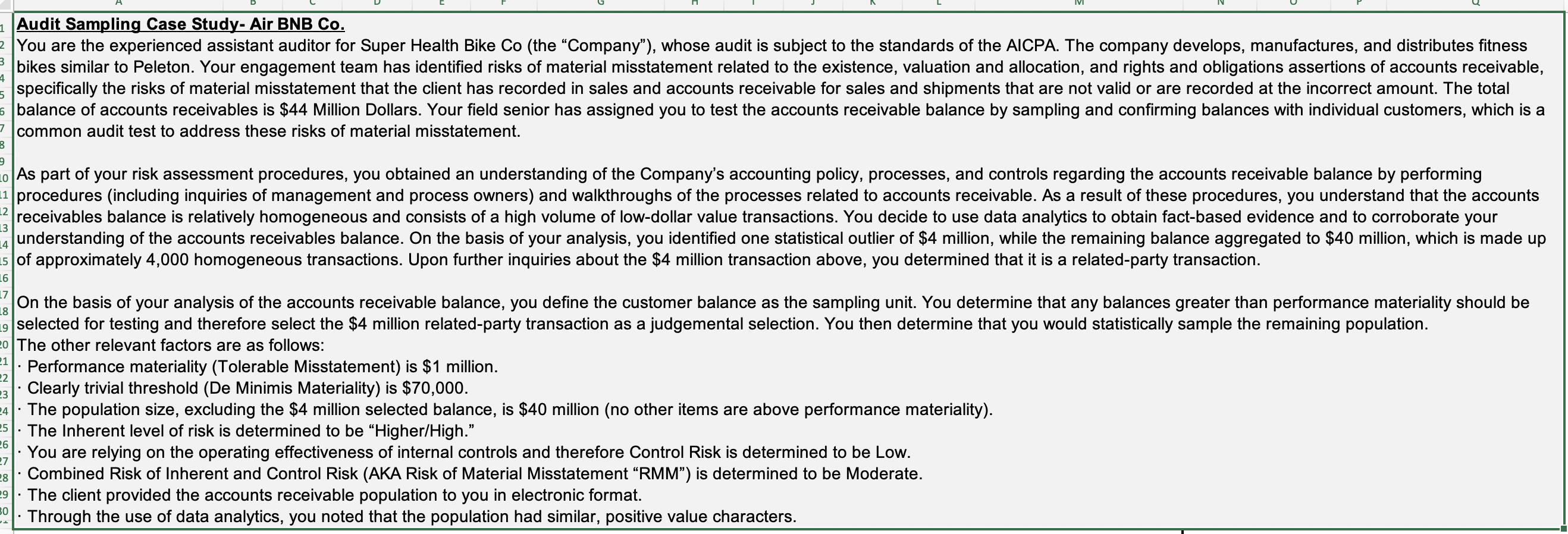 Solved A B Audit Sampling Case Study- Air BNB Co. You Are | Chegg.com