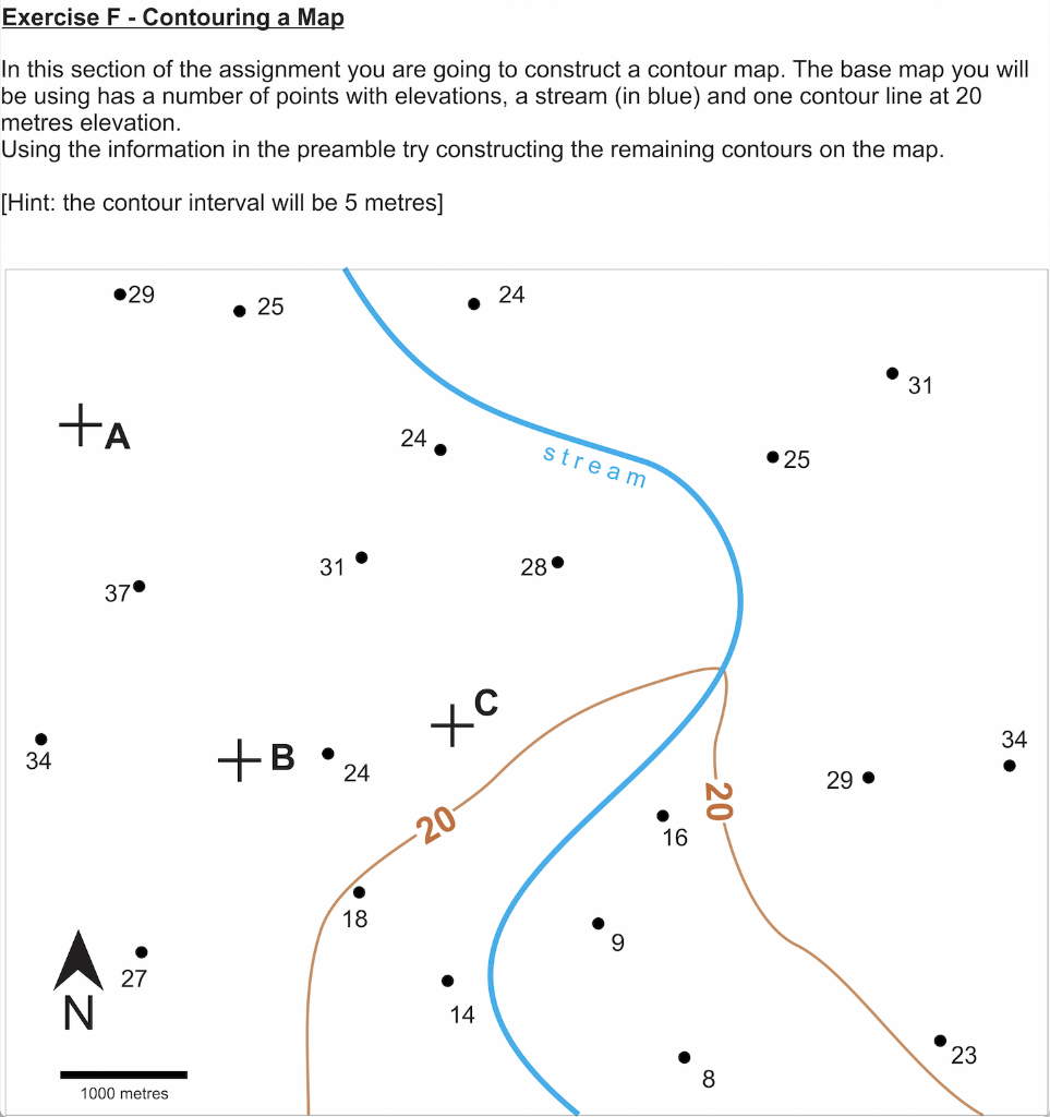 Solved Exercise F - Contouring a Map [use the supplied Map 2 | Chegg.com