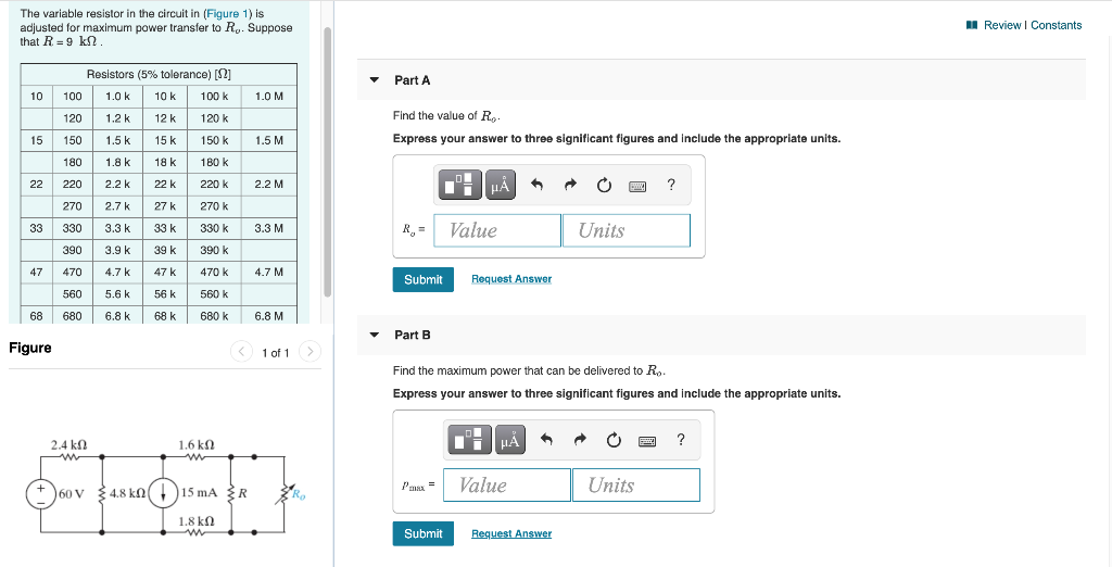 Solved The variable resistor in the circuit in (Figure 1) is