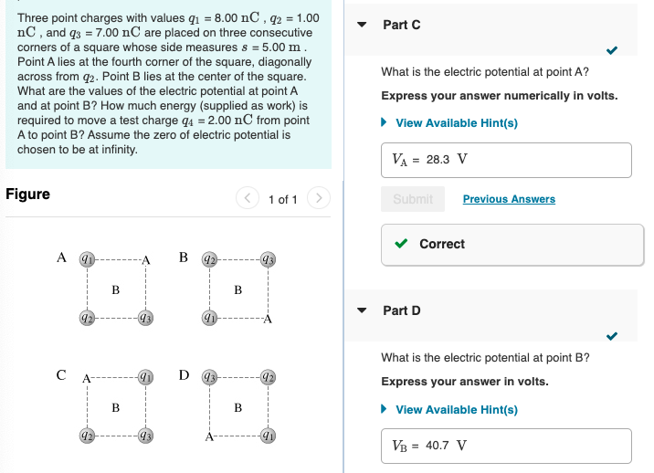 Solved Part Three Point Charges With Values (i = 8.00 NC, Q2 | Chegg.com