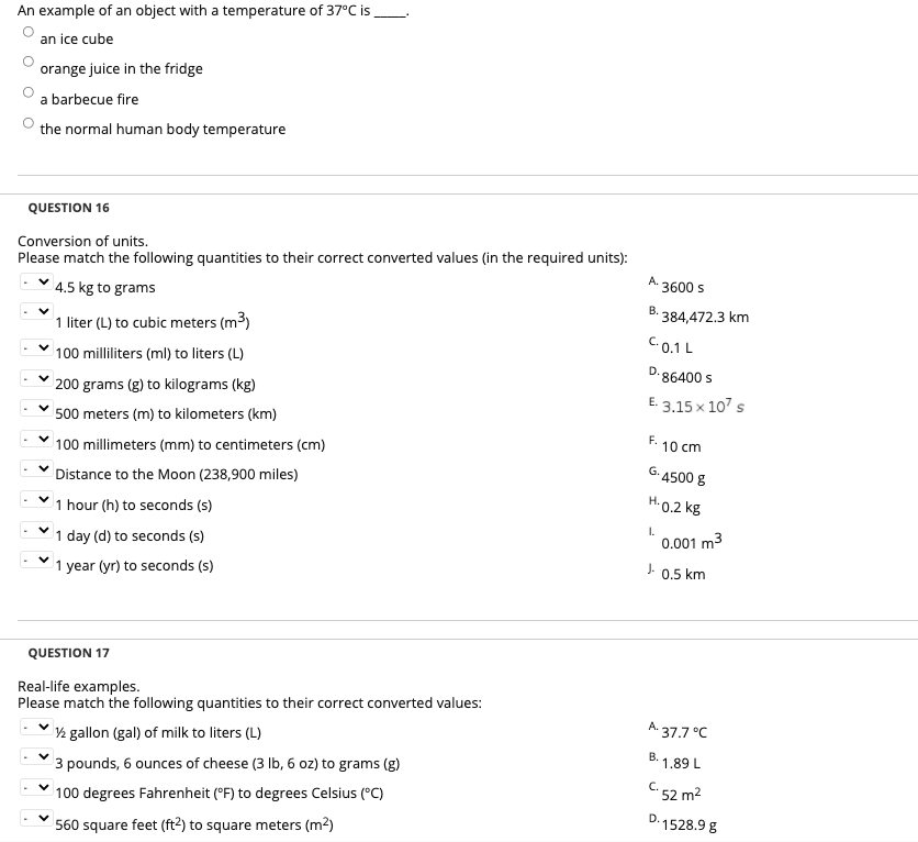 Solved An example of an object with a temperature of 37°C is