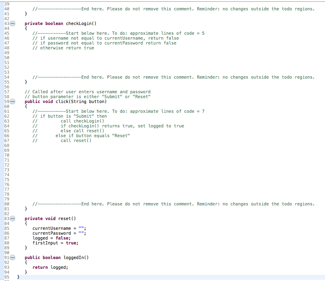 Solved 10 /** 2 A class for simulating a login form. 3 */ 4 | Chegg.com