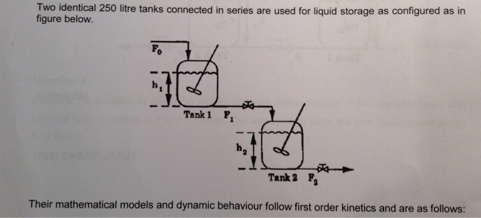 Solved Two identical 250 litre tanks connected in series are | Chegg.com