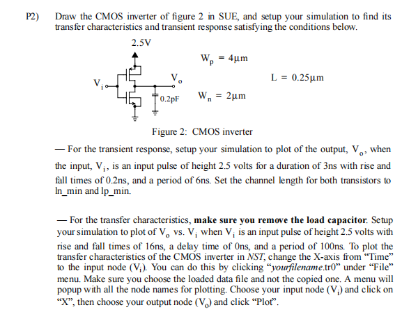 Solved P2) ﻿Draw The CMOS Inverter Of Figure 2 ﻿in SUE, And | Chegg.com