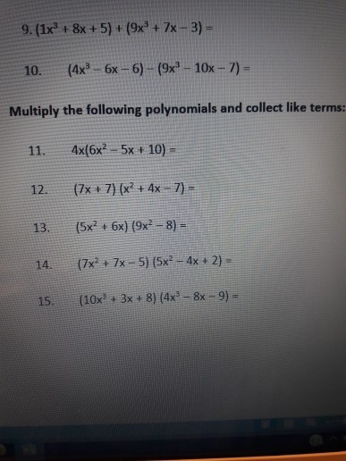 3) (8x   3) - (10x   6) = 9