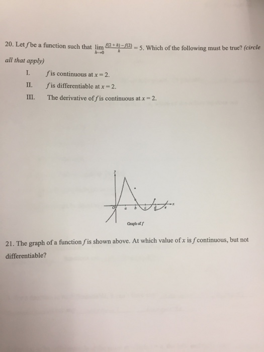 Solved t/be a function such that lim. Wic of the following | Chegg.com