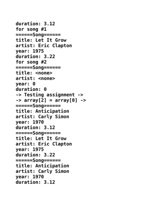 Solved I attached the example output and songmain.cpp file | Chegg.com
