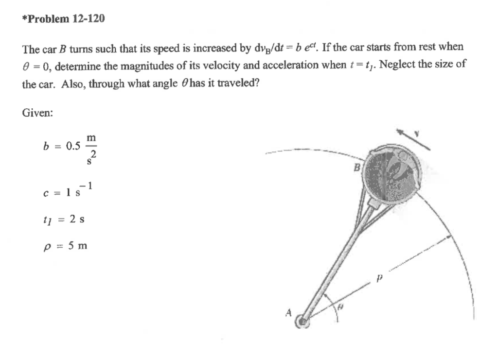 Solved *Problem 12-120 The Car B Turns Such That Its Speed | Chegg.com