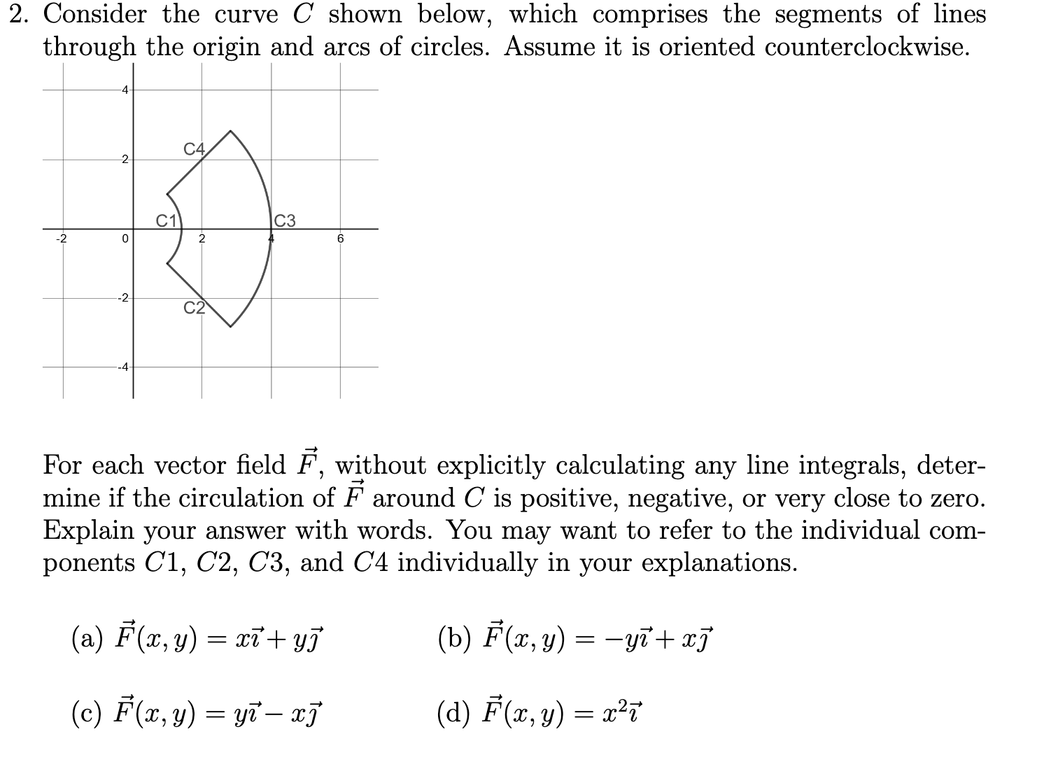 Solved 2. Consider the curve C shown below, which comprises | Chegg.com